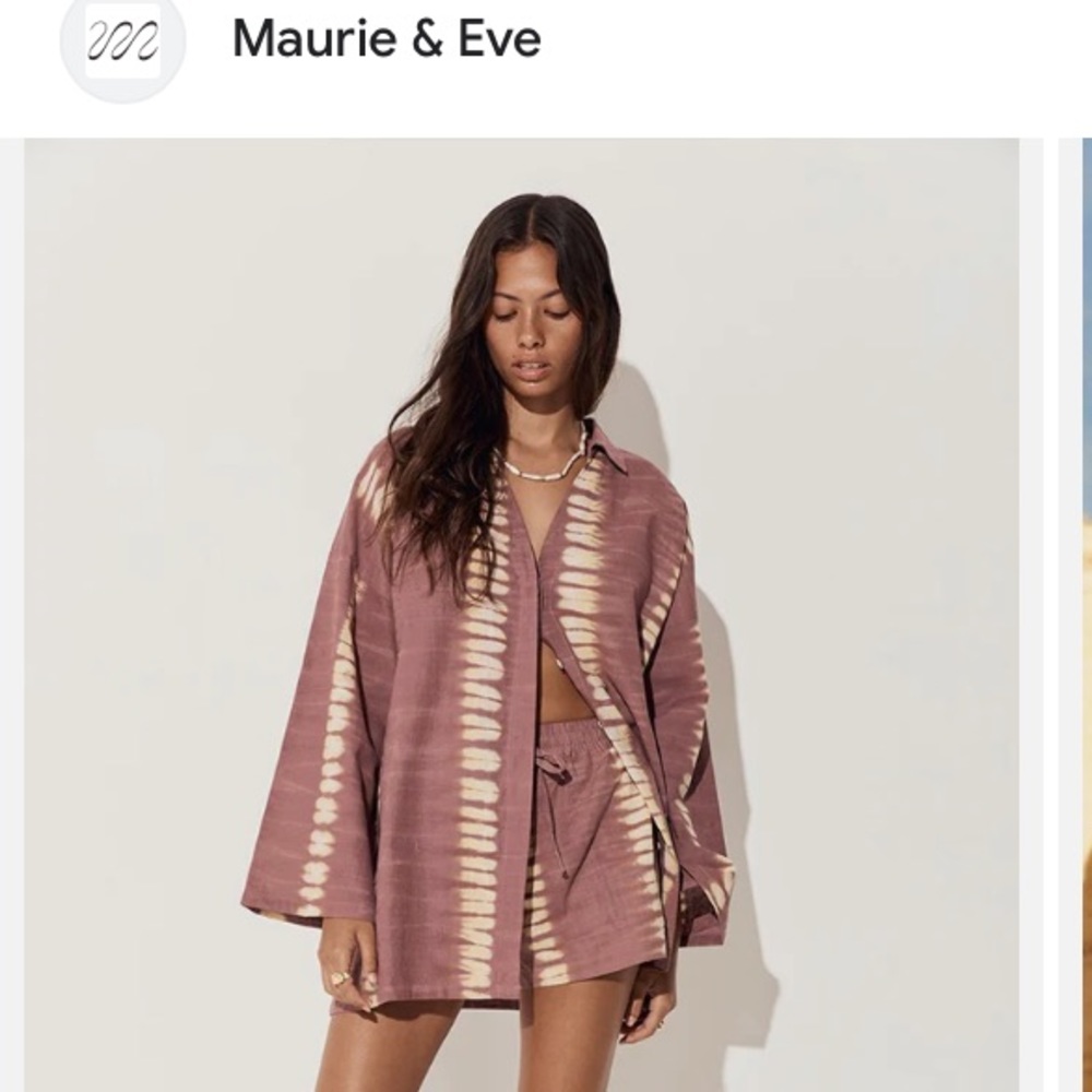 Maurie + Eve Tie-Dye Shorts in Mauve and Cream